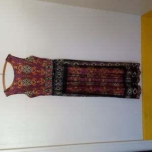VINTAGE 1960s bright and colourful mandala print psychedelic maxi dress